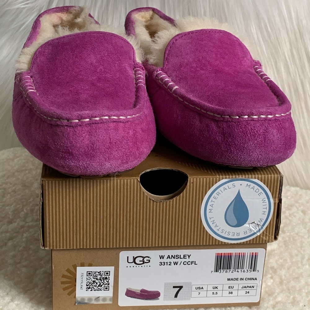 UGG Ansley Moccasin Slippers Purple Suede Size 7